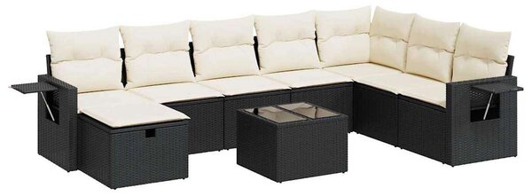 VidaXL Polyrattan Kerti Ülőgarnitúra - 9 részes - Fekete