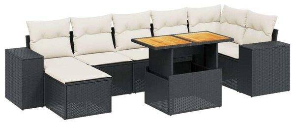VidaXL Polyrattan Kerti Ülőgarnitúra - 8 részes - Fekete