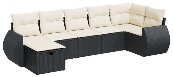 VidaXL Polyrattan Kerti Ülőgarnitúra - 7 részes - Fekete