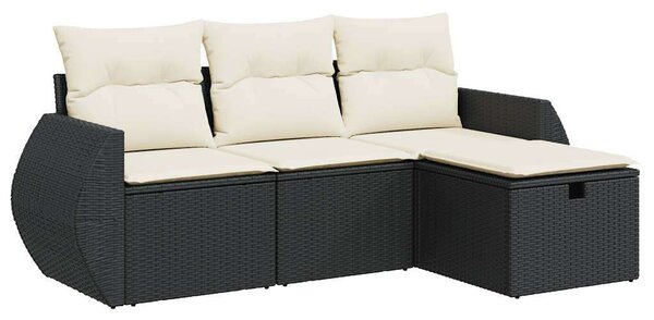 VidaXL Polyrattan Kerti Ülőgarnitúra - 4 részes - Fekete