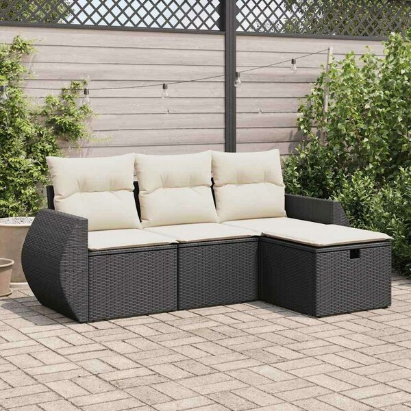 VidaXL Polyrattan Kerti Ülőgarnitúra - 4 részes - Fekete