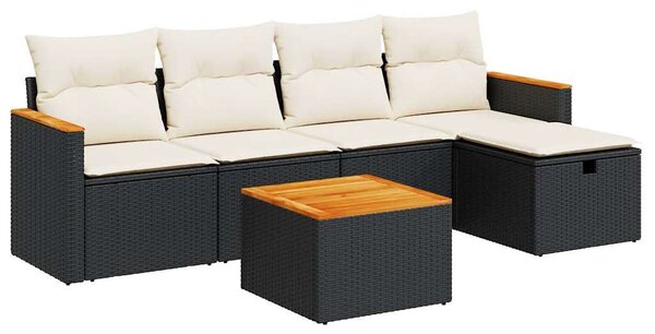 VidaXL Polyrattan Kerti Ülőgarnitúra - 6 részes - Fekete