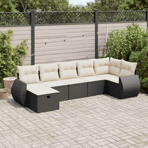 VidaXL Polyrattan Kerti Ülőgarnitúra - 7 részes - Fekete