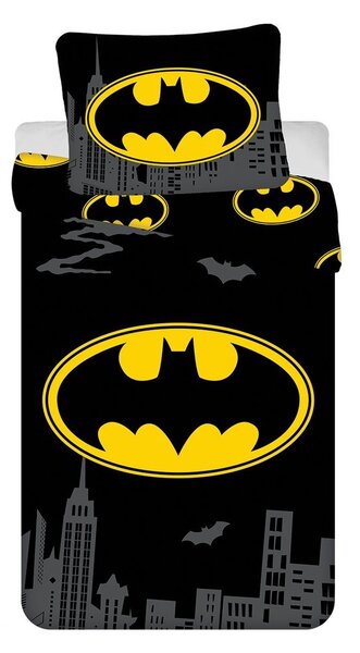 Egyszemélyes pamut gyerek ágyneműhuzat 140x200 cm Batman "The Emblem" – Jerry Fabrics