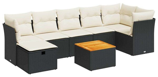 VidaXL Polyrattan Kerti Ülőgarnitúra - 8 részes - Fekete