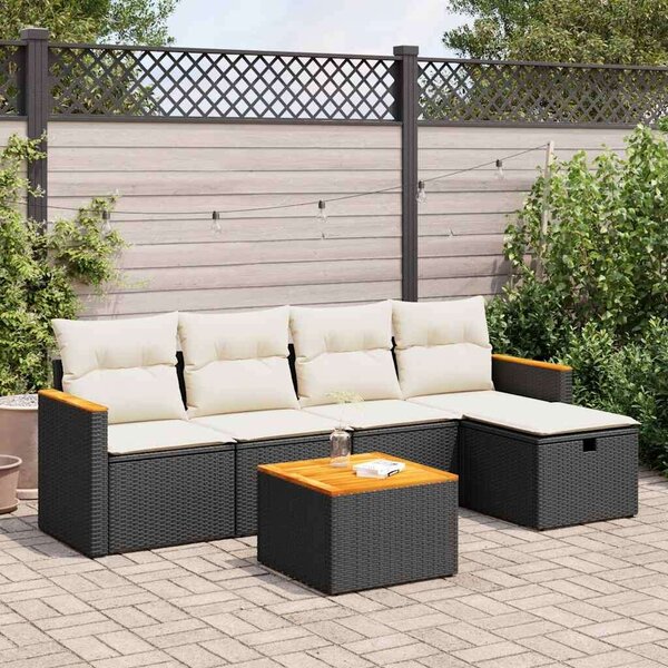 VidaXL Polyrattan Kerti Ülőgarnitúra - 6 részes - Fekete