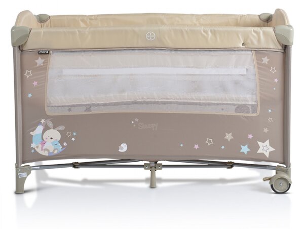 Cangaroo Moni Sleepy multifunkciós utazóágy, emelőbetéttel, kerekekkel - Beige