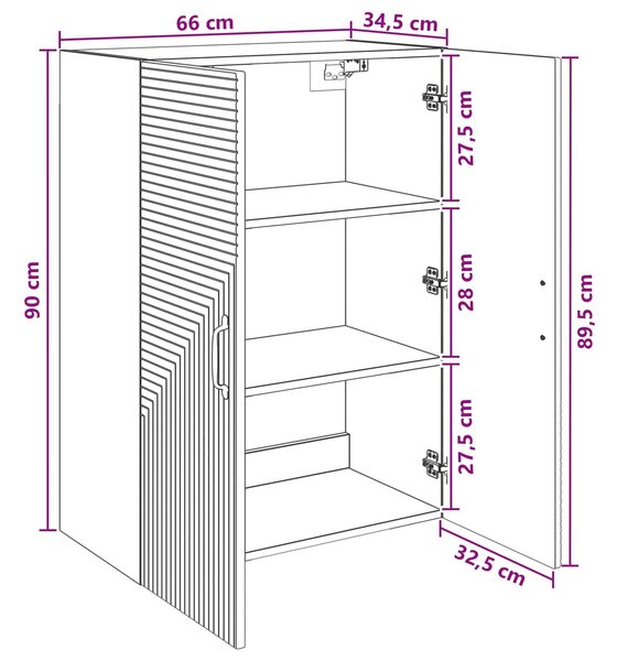 VidaXL Fali szekrény Antik Fa 66 x 34,5 x 90 cm Szerelt Fa