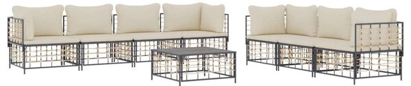 Polyrattan Kerti Ülőgarnitúra - 8 részes - Antracit Szürke