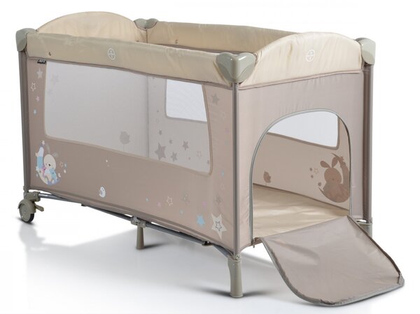Cangaroo Moni Sleepy multifunkciós utazóágy, emelőbetéttel, kerekekkel - Beige