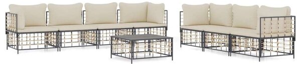 Polyrattan Kerti Ülőgarnitúra - 8 részes - Antracit Szürke