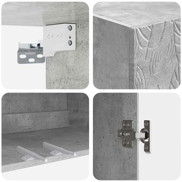 VidaXL Fali szekrény Betonszürke 66 x 34,5 x 90 cm Szerelt Fa