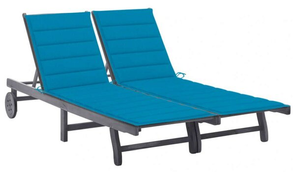 VidaXL Dupla Napozóágy - Akácfa - Szürke - 200cm