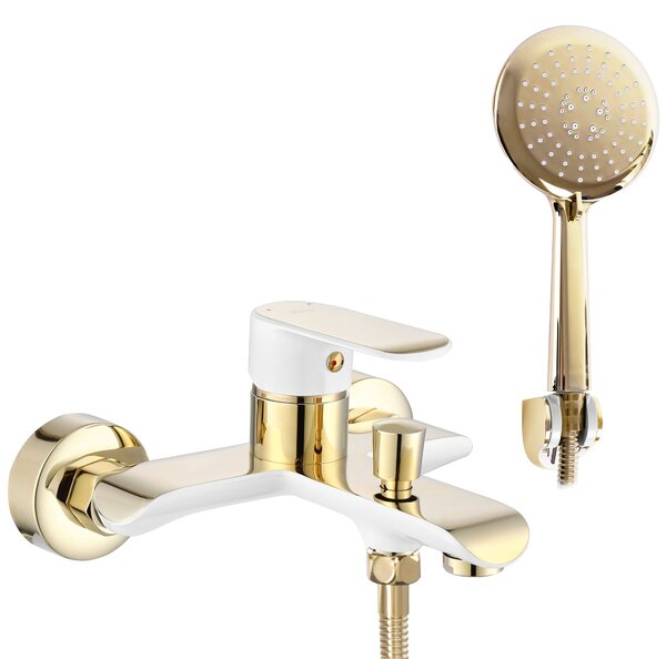 REA Bloom White gold kádtöltő csaptelep zuhanyszettel