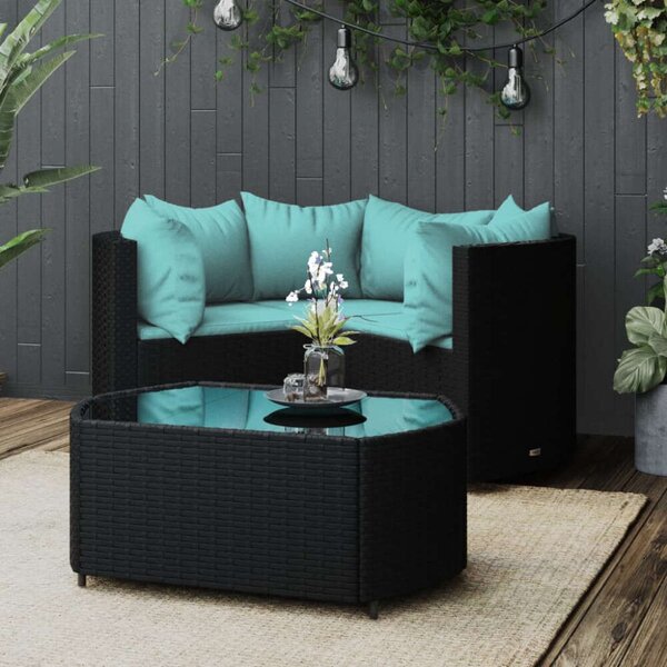 VidaXL Polyrattan Kerti Ülőgarnitúra - 4 részes, Fekete