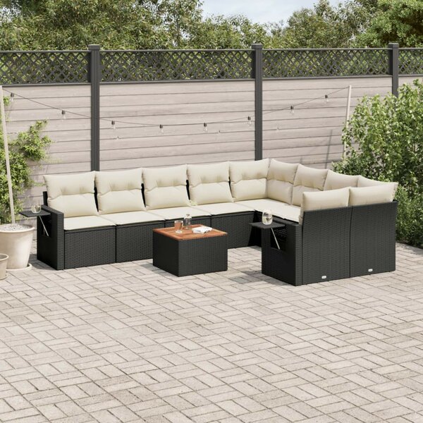 VidaXL Polyrattan Kerti Ülőgarnitúra - 10 részes - Fekete