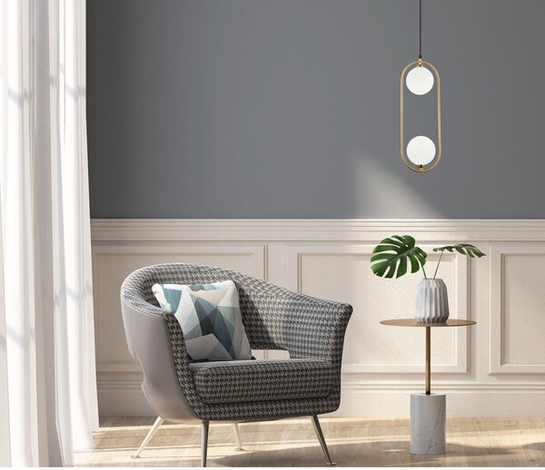 Italux modern függeszték lupus antik sárgaréz fehér itxpnd-3965-2-bro