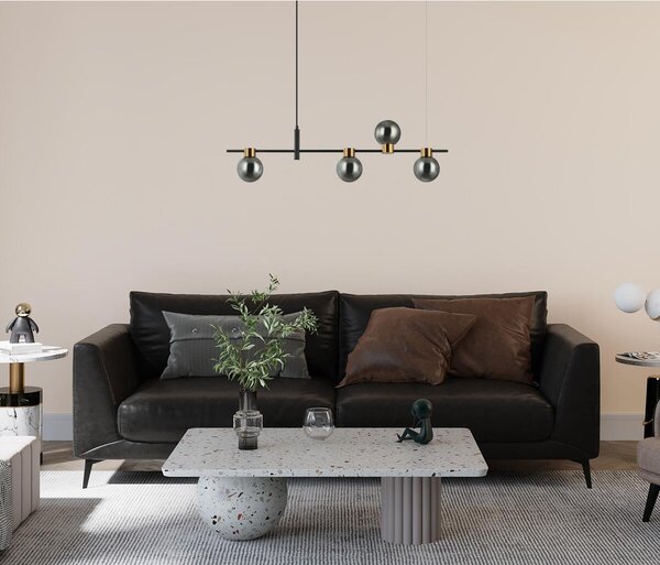 Italux modern függeszték bletter fekete füstös itxpnd-5225-4-bk-sg