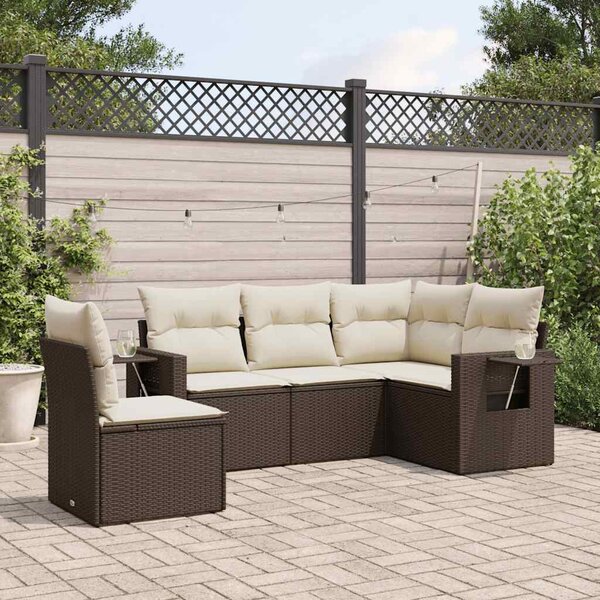 VidaXL 5 részes Polyrattan Kerti Ülőgarnitúra - Barna