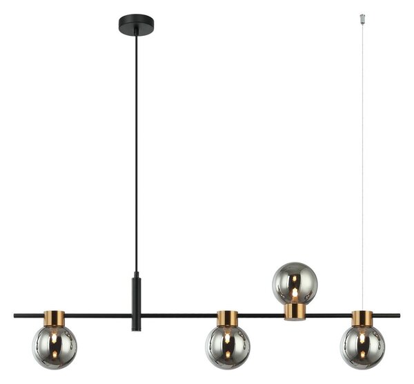 Italux modern függeszték bletter fekete füstös itxpnd-5225-4-bk-sg