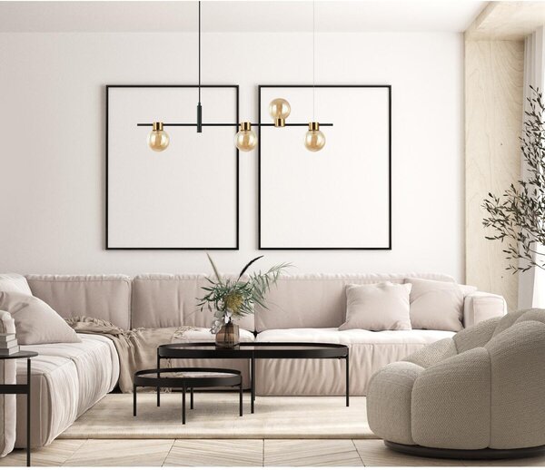 Italux modern függeszték bletter borostyán fekete itxpnd-5225-4-bk-amb