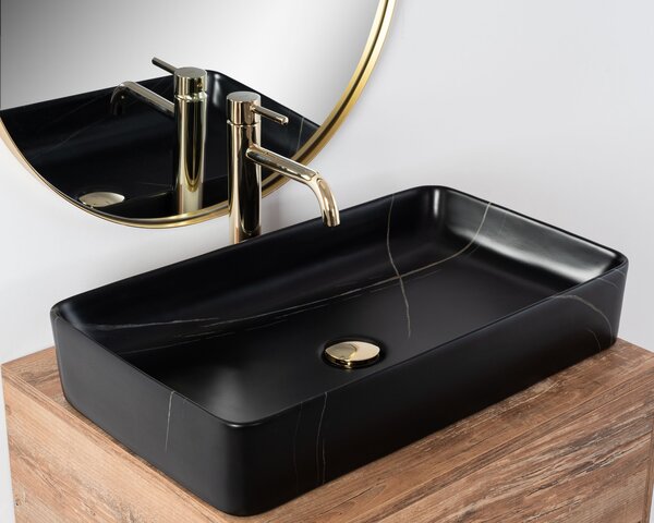 Rea Denis Black Stone mosdó, 62 x 35 cm, fekete, REA-U6510