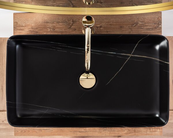 Rea Denis Black Stone mosdó, 62 x 35 cm, fekete, REA-U6510