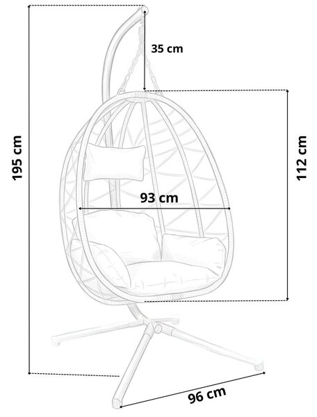 Funfit Garden összecsukható egyszemélyes kerti Függőfotel párnákkal - Szürke