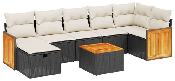 VidaXL Polyrattan Kerti Ülőgarnitúra - 8 részes - Fekete