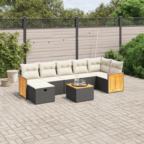 VidaXL Polyrattan Kerti Ülőgarnitúra - 8 részes - Fekete