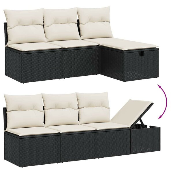 VidaXL Polyrattan Kerti Ülőgarnitúra - 8 részes - Fekete