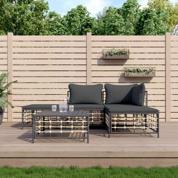VidaXL Polyrattan Kerti Ülőgarnitúra - 5 részes - Antracit Szürke