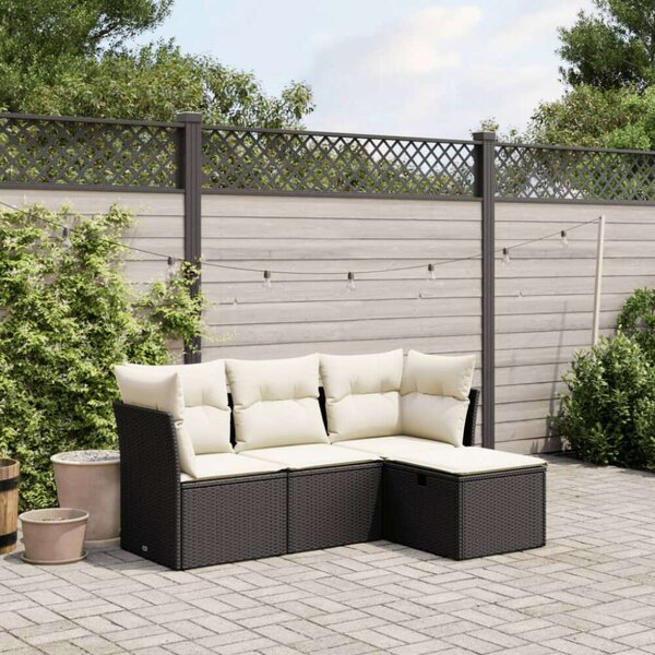 VidaXL Polyrattan Kerti Ülőgarnitúra - 4 részes, Fekete