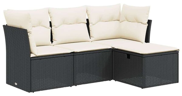 VidaXL Polyrattan Kerti Ülőgarnitúra - 4 részes, Fekete