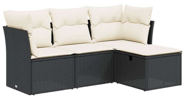 VidaXL Polyrattan Kerti Ülőgarnitúra - 4 részes, Fekete