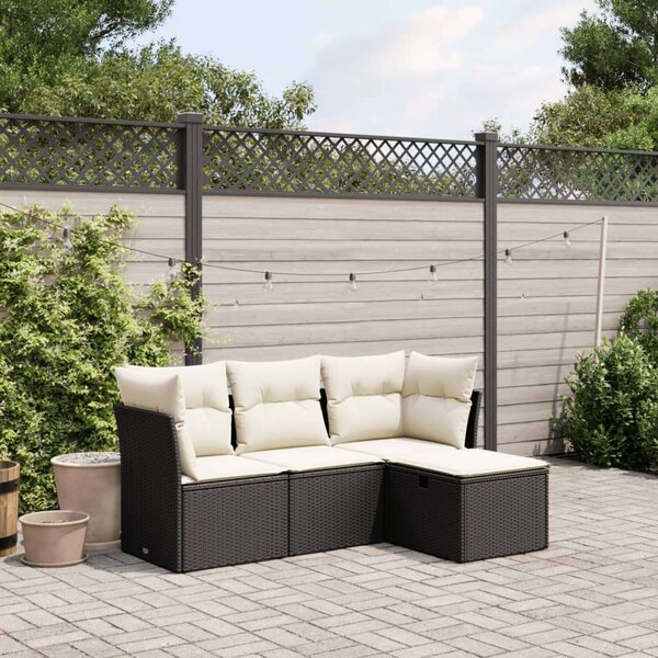 VidaXL Polyrattan Kerti Ülőgarnitúra - 4 részes, Fekete