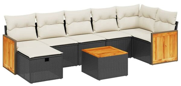 VidaXL Polyrattan Kerti Ülőgarnitúra - 8 részes - Fekete