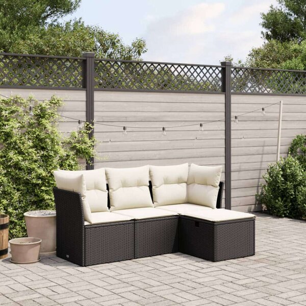 VidaXL Polyrattan Kerti Ülőgarnitúra - 4 részes, Fekete