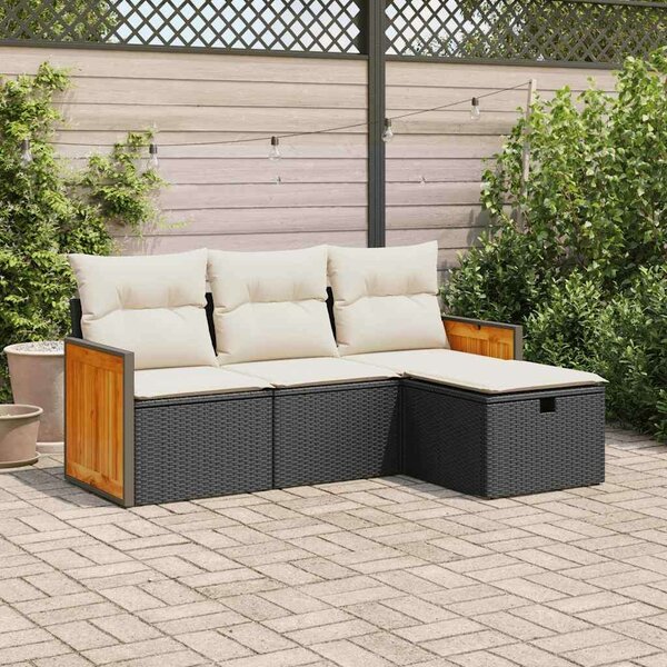 VidaXL Polyrattan Kerti Ülőgarnitúra - 4 részes - Fekete