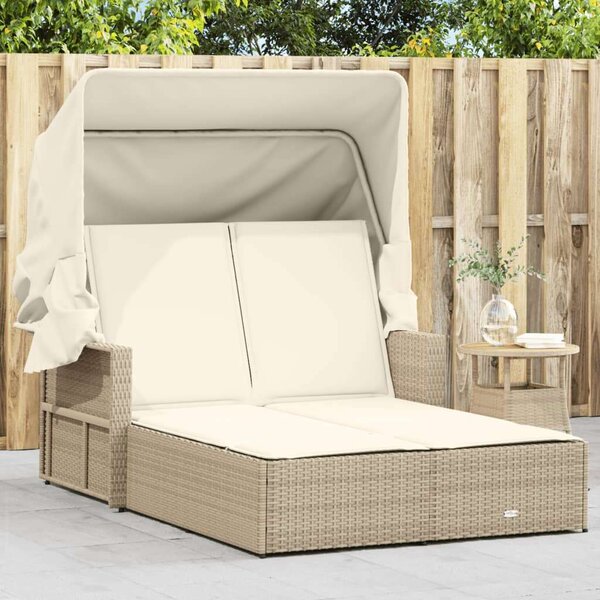 VidaXL Dupla Napozóágy - Polyrattan - Bézs - 110x201 cm