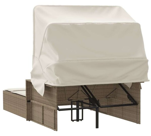 VidaXL Dupla Napozóágy - Polyrattan - Bézs - 110x201 cm