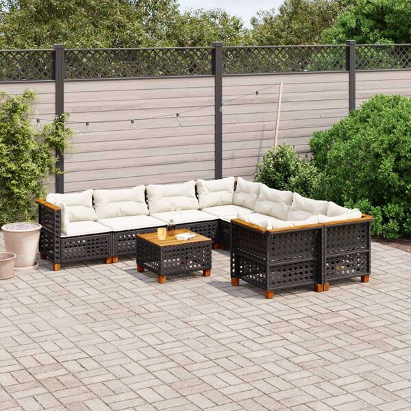 VidaXL Polyrattan Kerti Ülőgarnitúra - 9 részes - Fekete
