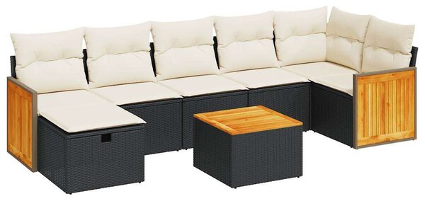 VidaXL 8 részes Polyrattan Kerti Ülőgarnitúra - Fekete