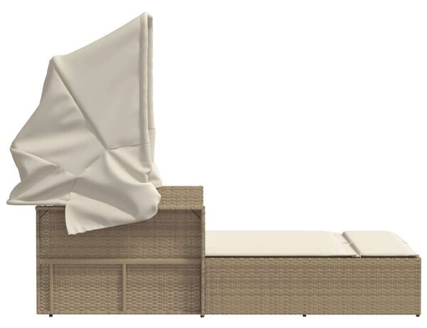 VidaXL Dupla Napozóágy - Polyrattan - Bézs - 110x201 cm