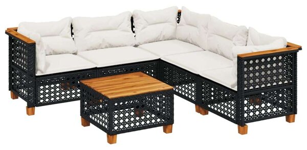VidaXL Polyrattan Kerti Ülőgarnitúra - 6 részes - Fekete
