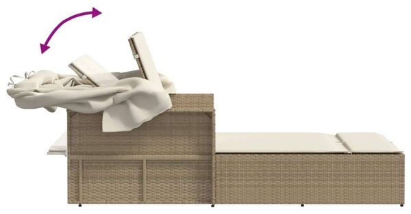 VidaXL Dupla Napozóágy - Polyrattan - Bézs - 110x201 cm