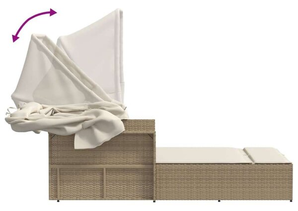 VidaXL Dupla Napozóágy - Polyrattan - Bézs - 110x201 cm