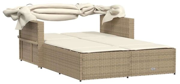 VidaXL Dupla Napozóágy - Polyrattan - Bézs - 110x201 cm
