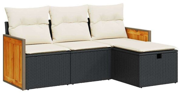 VidaXL Polyrattan Kerti Ülőgarnitúra - 4 részes - Fekete