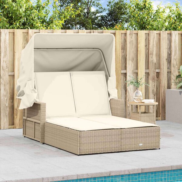 VidaXL Dupla Napozóágy - Polyrattan - Bézs - 110x201 cm